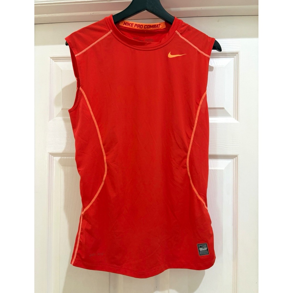 Nike Pro Combat Dri-FIT Men's Red Compression Mesh Sleeveless Tank S